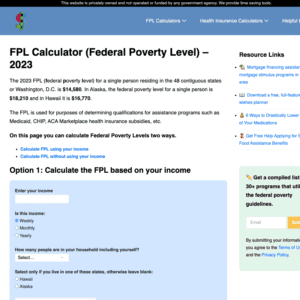 PovertyLevelCalculator.com - PHP and WordPress Web Development Florida by SouthFloridaWebsites.com