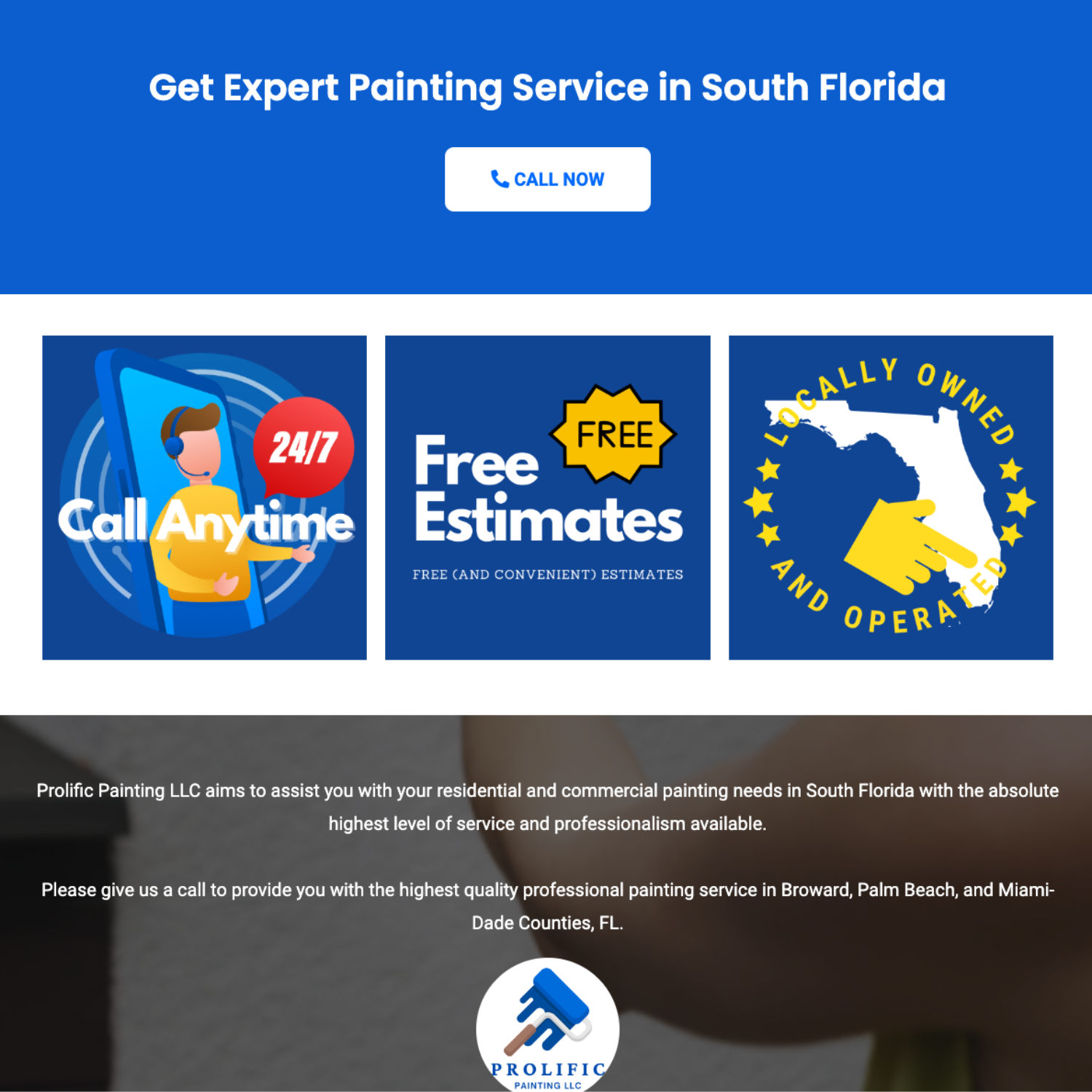 ProlificPaintingFL.com Screenshot - Web Development Florida by SouthFloridaWebsites.com